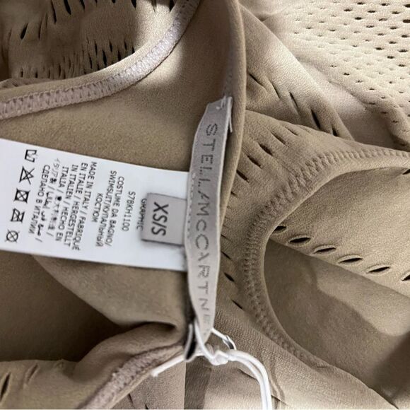 Stella McCartney Stellawear Perforated Taupe High Neck Sleeveless Bodysuit XS/S - Picture 6 of 7